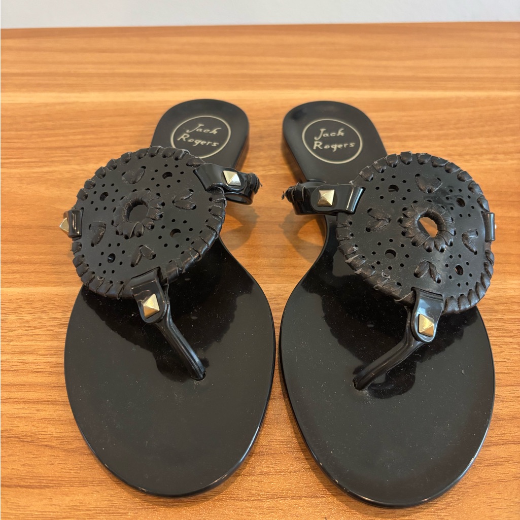 Jack Rogers Glossy Black Sandals
